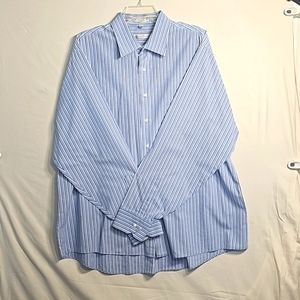 Geoffrrey Beene long sleeve shirt blue and white  stripes.